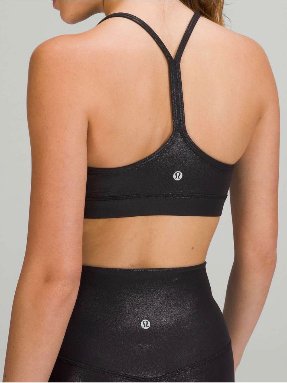 lululemon athletica Black Shimmer Thin-Strap Sports Bra - Picture 2 of 5